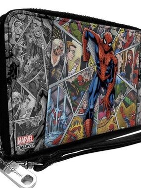 Marvel Spider-Man Comic Zip Around Wallet - Red, Blue, Black